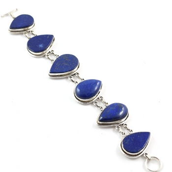 925 sterling silver blue lapis lazuli chunky bracelet